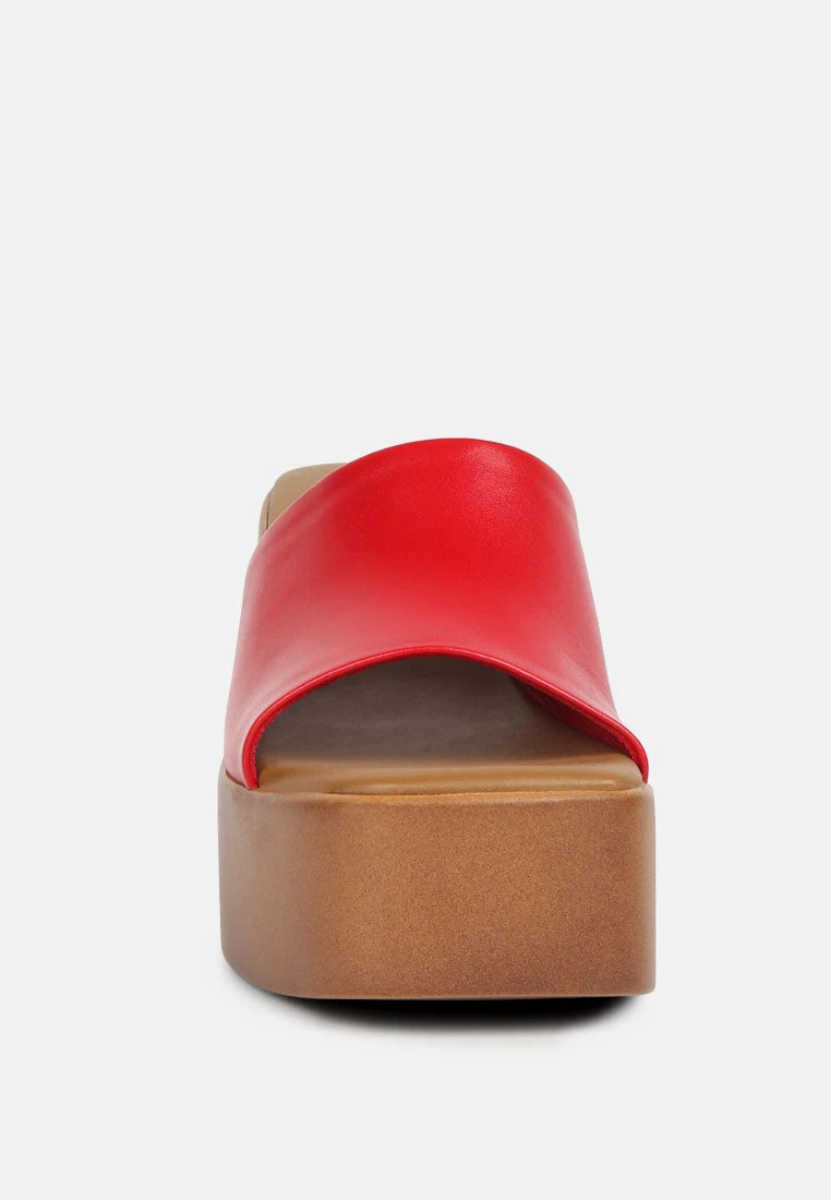SCANDAL Slip On Block Heel Sandals In Red 5 SCANDAL Slip On Block Heel Sandals In Red - Image 3