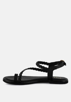 STALLONE Black Braided Flat Sandals -Rag & Co Shop stalloneblackbraidedflatsandals RCSH4096 black 4