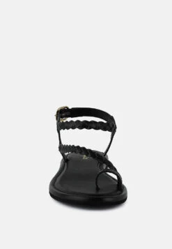 STALLONE Black Braided Flat Sandals -Rag & Co Shop stalloneblackbraidedflatsandals RCSH4096 black 5
