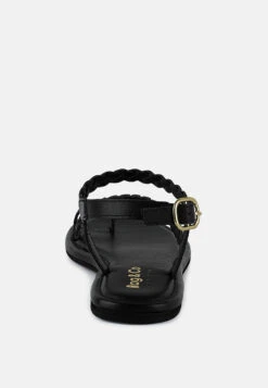 STALLONE Black Braided Flat Sandals -Rag & Co Shop stalloneblackbraidedflatsandals RCSH4096 black 6