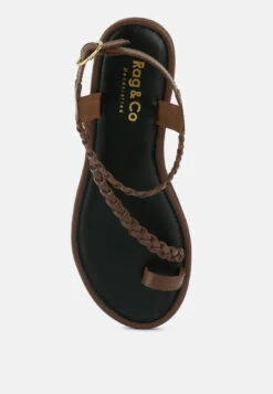 STALLONE Tan Braided Flat Sandals -Rag & Co Shop stallonebraidedflatsandals RCSH4096 tan 4