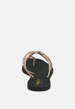 SWEETIN Rose Gold Strappy Flat Slip On Sandals -Rag & Co Shop sweetinblackstrappyflatsliponsandals RCSH4080 rosegold 3