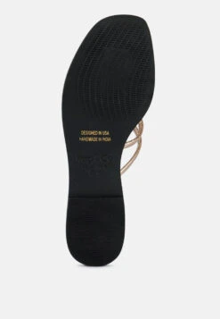 SWEETIN Rose Gold Strappy Flat Slip On Sandals -Rag & Co Shop sweetinblackstrappyflatsliponsandals RCSH4080 rosegold 5