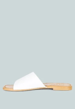 TATAMI White Leather Classic Slide Flats -Rag & Co Shop tatamileatherclassicslideflats RCSH2953 white 8