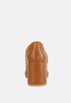 ZAILA Leather Block Heel Oxfords In Tan -Rag & Co Shop zailaleatherblockheeloxfords RCSH4218 tan 1