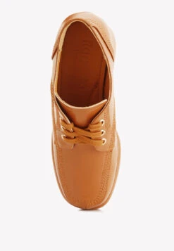 ZAILA Leather Block Heel Oxfords In Tan -Rag & Co Shop zailaleatherblockheeloxfords RCSH4218 tan 7